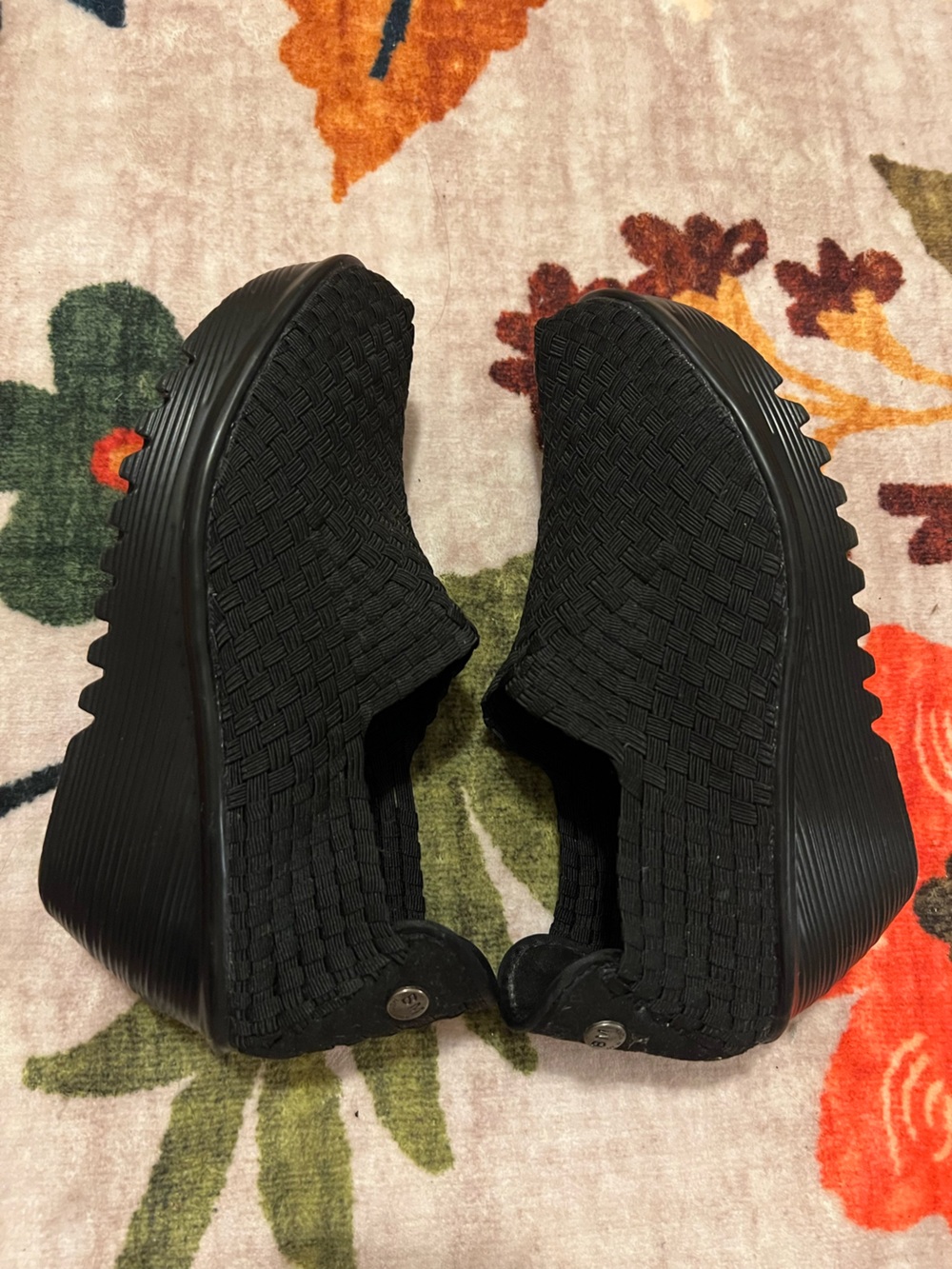 Like NEW Bernie Mev NY Black Slip-On Woven Platform Shoes